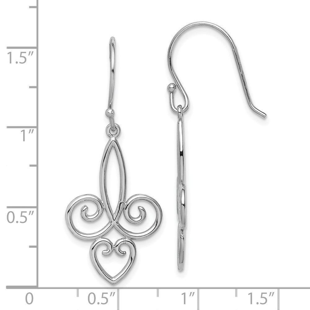 Sterlingsilber Rhodiniert Poliert Fleur De Lis Ohrhänger