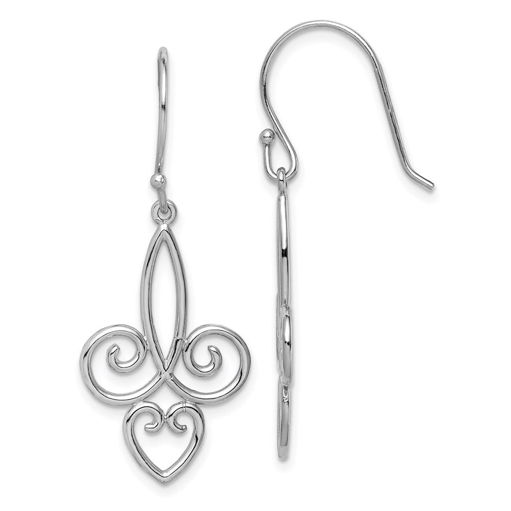 Sterlingsilber Rhodiniert Poliert Fleur De Lis Ohrhänger