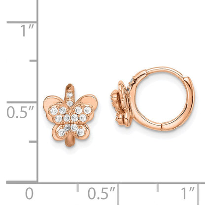 Sterlingsilber Roséfarben Zirkonia Schmetterling Klappbar Creolen
