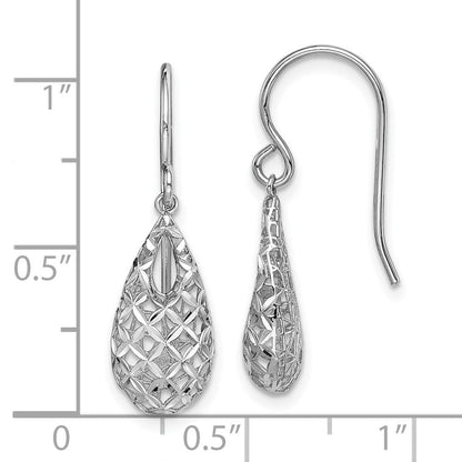 Sterlingsilber Rhodiniert Poliert & Diamantiert Tropfen Ohrhänger