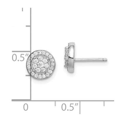 Sterlingsilber Rhodiniert Poliert Pavé Zirkonia Heiligenschein Kreis Ohrstecker
