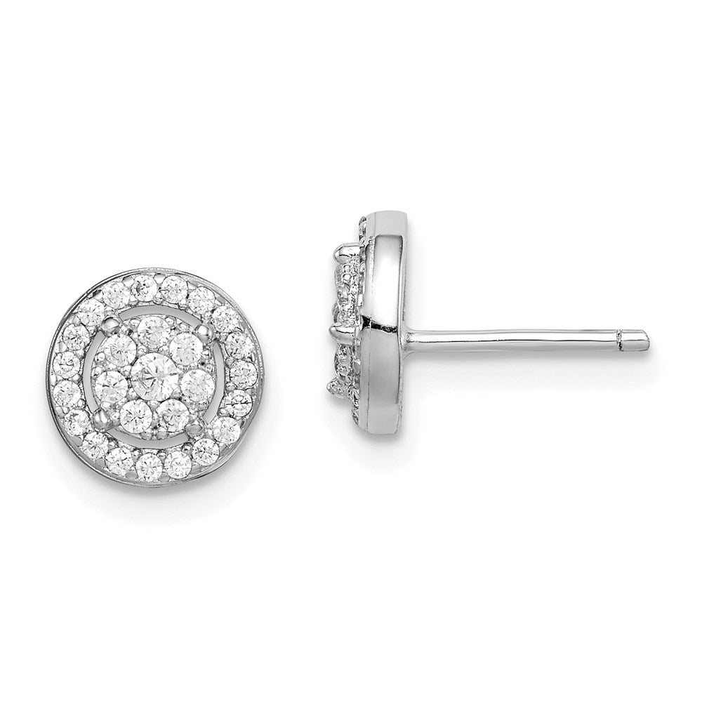 Sterlingsilber Rhodiniert Poliert Pavé Zirkonia Heiligenschein Kreis Ohrstecker