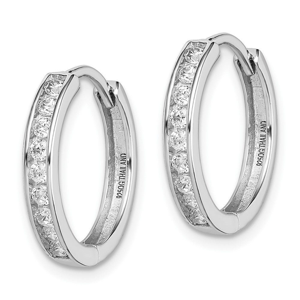Sterlingsilber Rhodiniert Zirkonia 3x16mm Klappbar Creolen