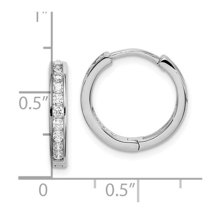 Sterlingsilber Rhodiniert Zirkonia 3x16mm Klappbar Creolen