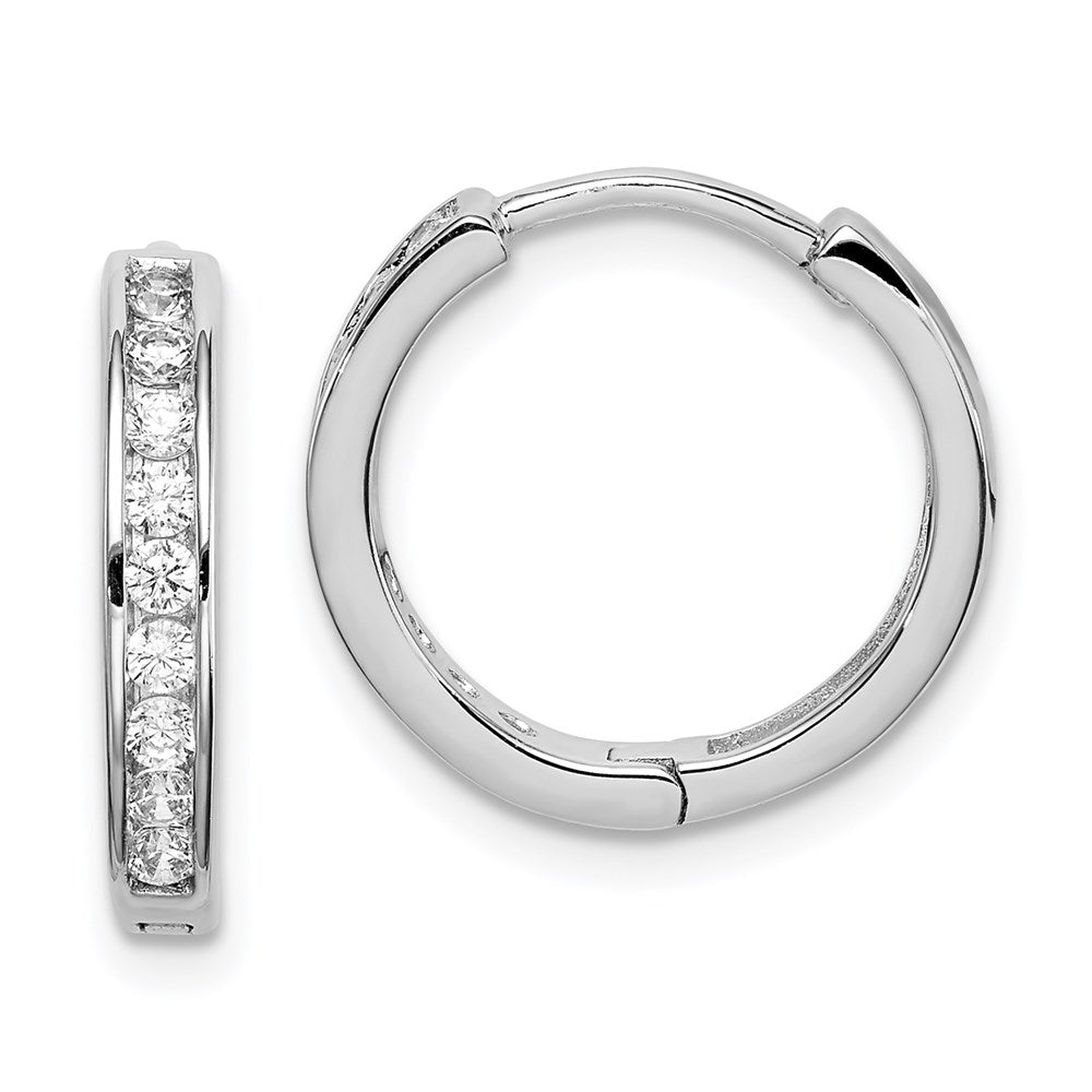 Sterlingsilber Rhodiniert Zirkonia 3x16mm Klappbar Creolen