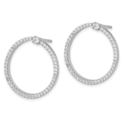 Sterlingsilber Rhodiniert Zirkonia Kreis Hängend Ohrstecker