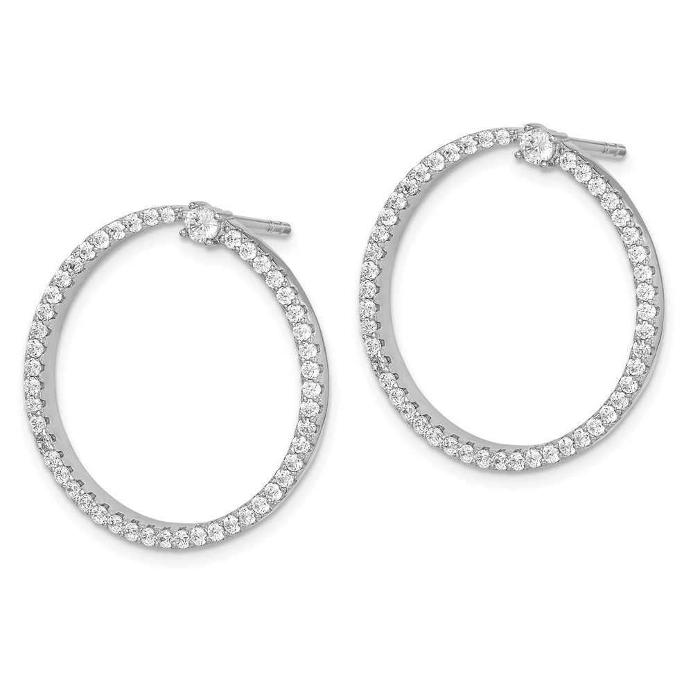 Sterlingsilber Rhodiniert Zirkonia Kreis Hängend Ohrstecker