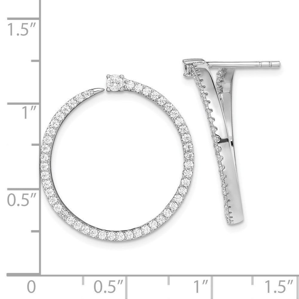 Sterlingsilber Rhodiniert Zirkonia Kreis Hängend Ohrstecker