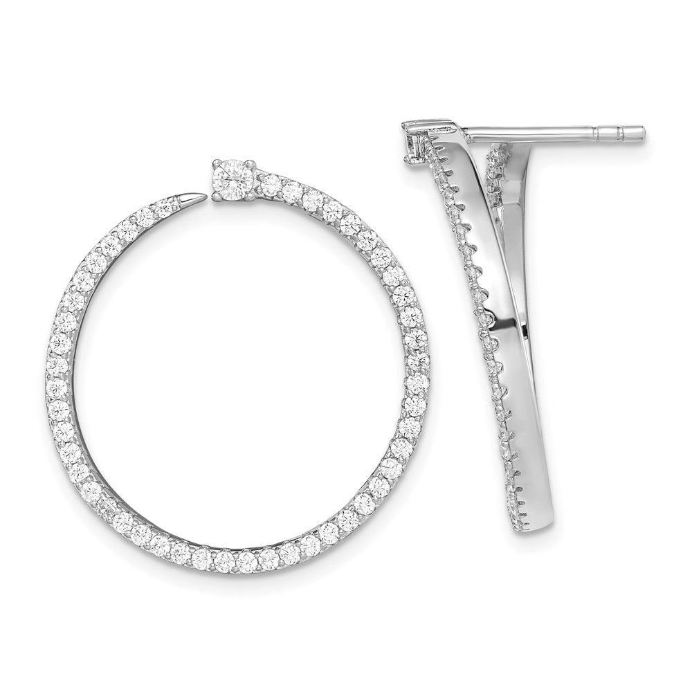 Sterlingsilber Rhodiniert Zirkonia Kreis Hängend Ohrstecker