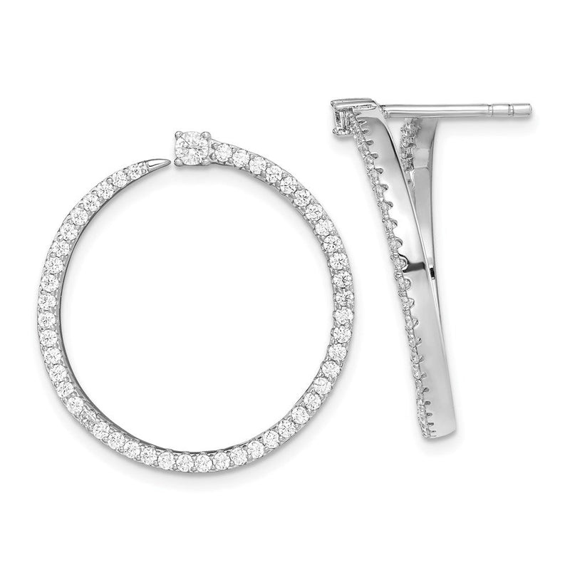 Sterlingsilber Rhodiniert Zirkonia Kreis Hängend Ohrstecker