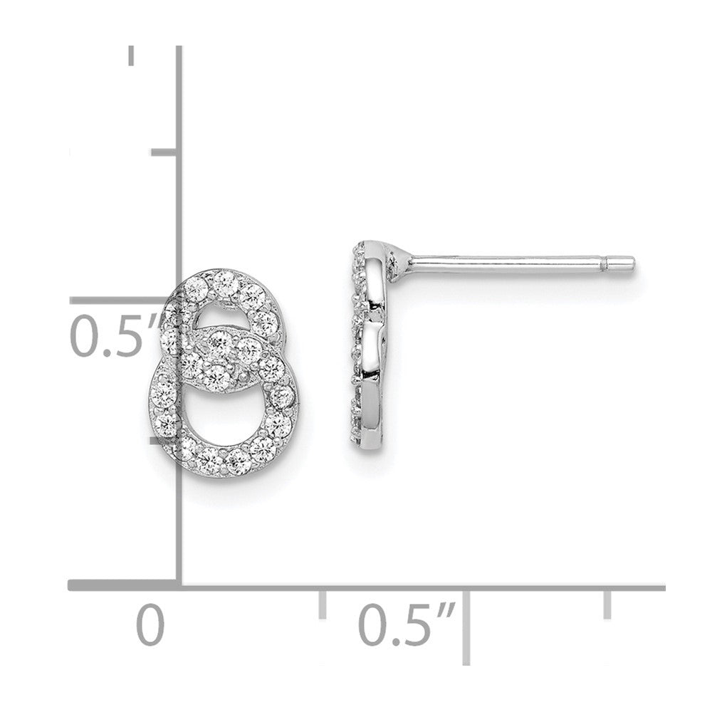 Sterlingsilber Rhodiniert Poliert Zirkonia Doppelt Kreis Ohrstecker