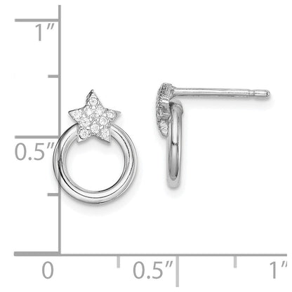 Sterlingsilber Rhodiniert Zirkonia Stern und Kreis Ohrstecker
