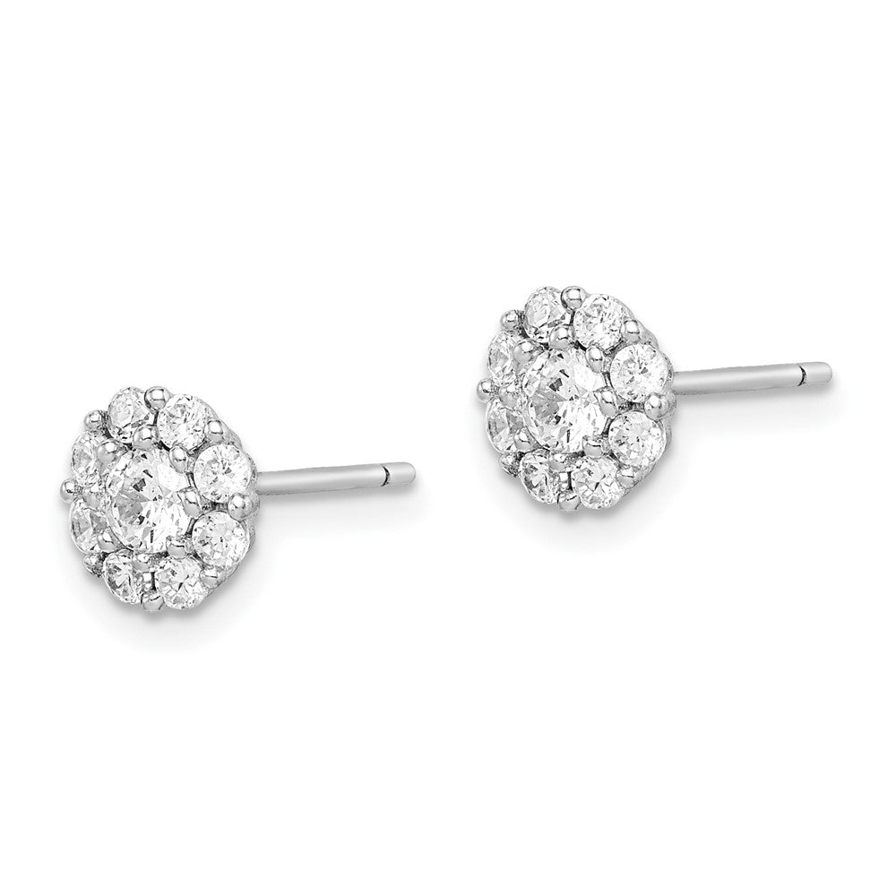 Sterlingsilber Rhodiniert Poliert Zirkonia Heiligenschein Ohrstecker