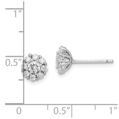 Sterlingsilber Rhodiniert Poliert Zirkonia Heiligenschein Ohrstecker