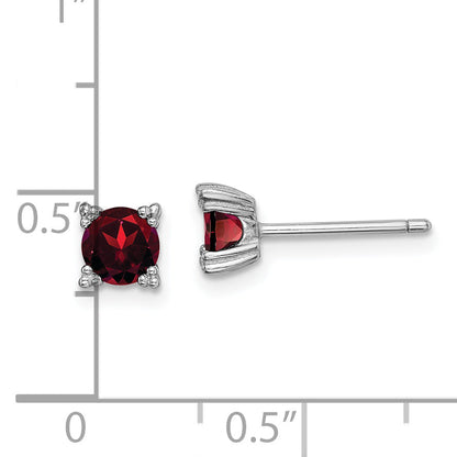 Sterlingsilber Rhodiniert Rund 5mm Granat Ohrstecker