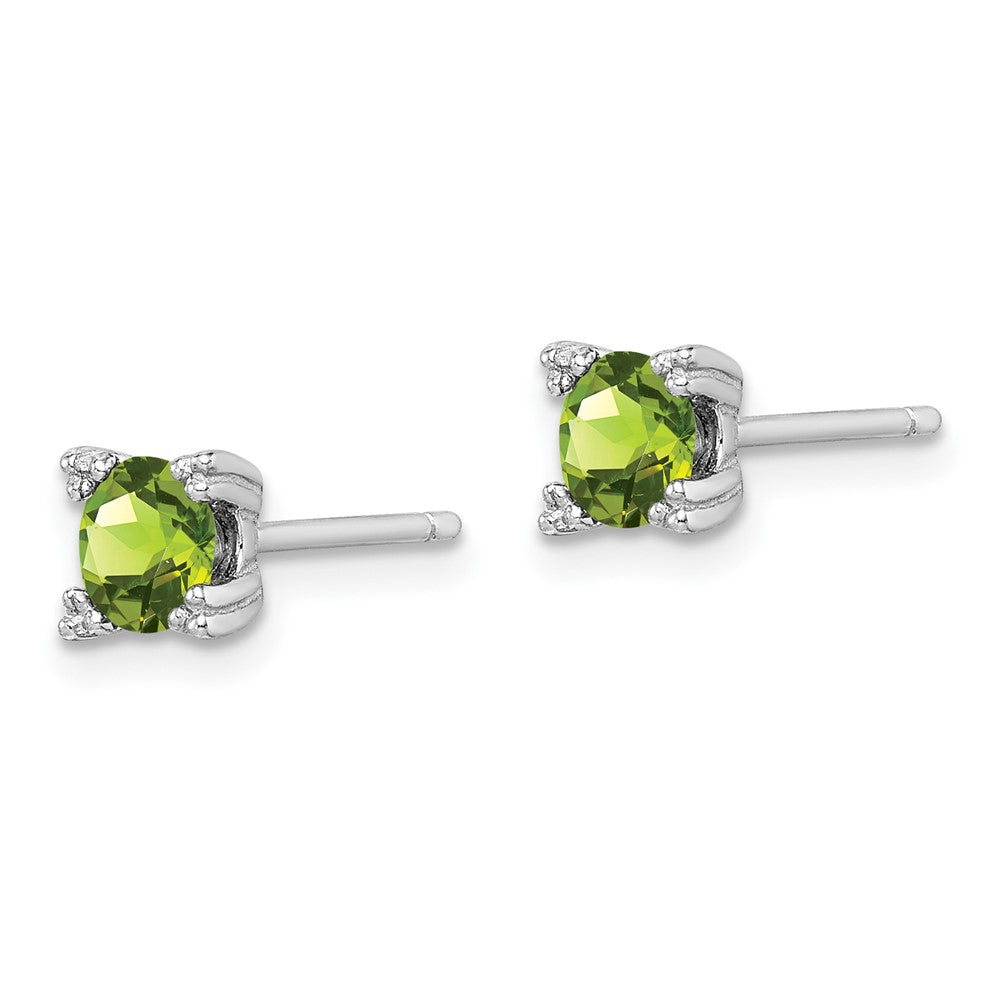 Sterlingsilber Rhodiniert Rund 5mm Peridot Ohrstecker