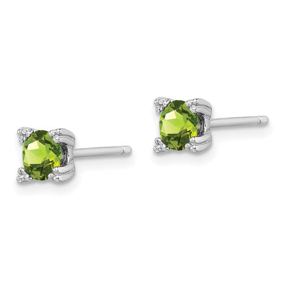 Sterlingsilber Rhodiniert Rund 5mm Peridot Ohrstecker