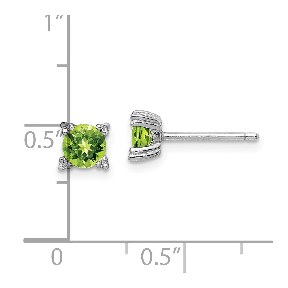 Sterlingsilber Rhodiniert Rund 5mm Peridot Ohrstecker