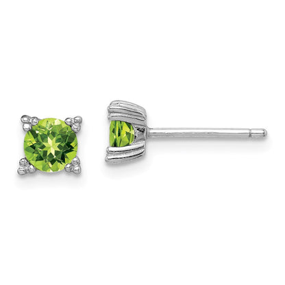 Sterlingsilber Rhodiniert Rund 5mm Peridot Ohrstecker