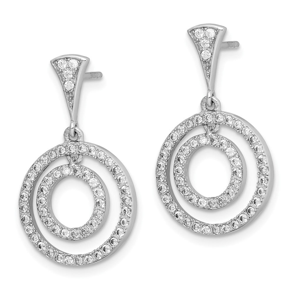 Sterlingsilber Rhodiniert Zirkonia Kreise Hängend Ohrstecker