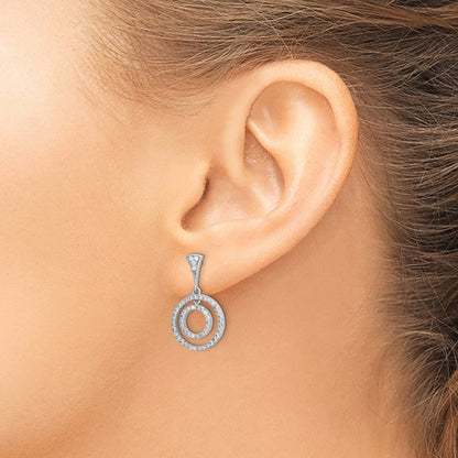 Sterlingsilber Rhodiniert Zirkonia Kreise Hängend Ohrstecker