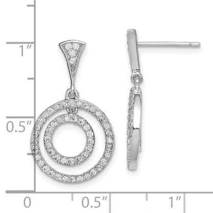 Sterlingsilber Rhodiniert Zirkonia Kreise Hängend Ohrstecker
