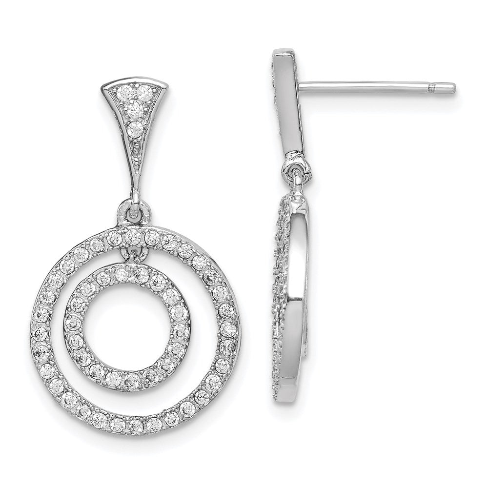 Sterlingsilber Rhodiniert Zirkonia Kreise Hängend Ohrstecker