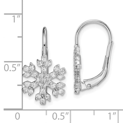 Sterlingsilber Rhodiniert Zirkonia Schneeflocke Ohrhänger mit Brisur