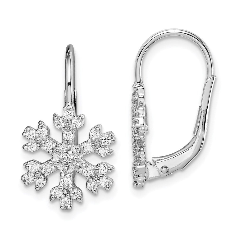 Sterlingsilber Rhodiniert Zirkonia Schneeflocke Ohrhänger mit Brisur
