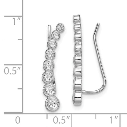 Sterlingsilber Rhodiniert Poliert Abgestuft Zirkonia Ohr Climber Ohrringe