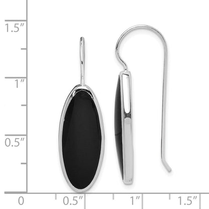 Sterlingsilber Rhodiniert Poliert Onyx Oval Ohrhänger
