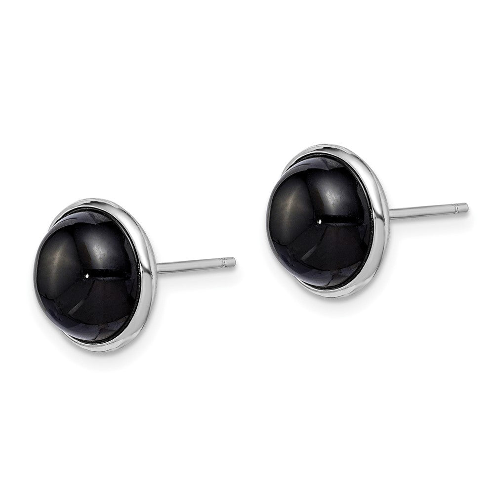 Sterlingsilber Rhodiniert Poliert 10mm Onyx Cabochon Ohrstecker