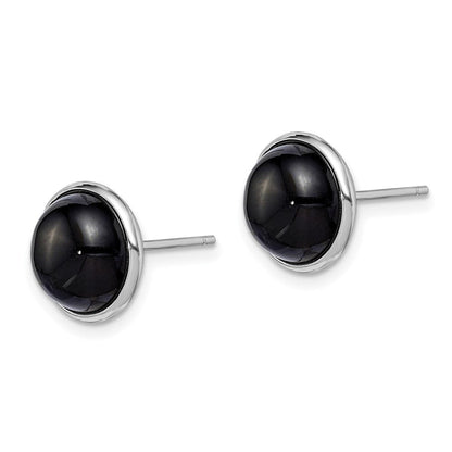 Sterlingsilber Rhodiniert Poliert 10mm Onyx Cabochon Ohrstecker