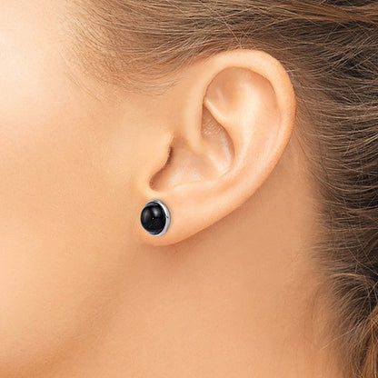 Sterlingsilber Rhodiniert Poliert 10mm Onyx Cabochon Ohrstecker
