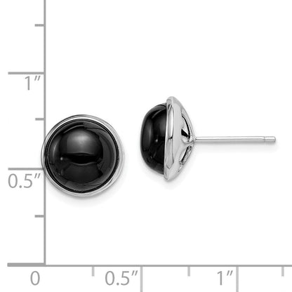 Sterlingsilber Rhodiniert Poliert 10mm Onyx Cabochon Ohrstecker