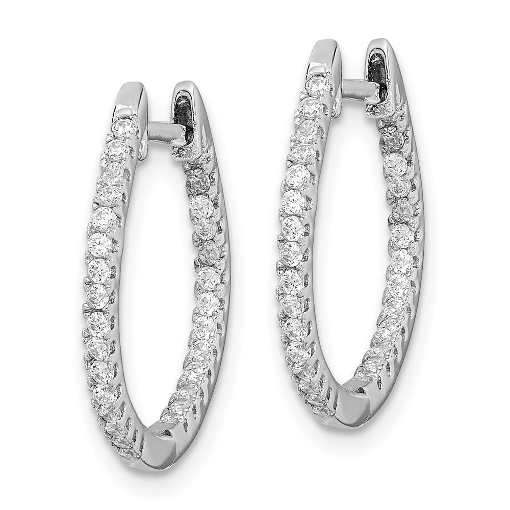 Sterlingsilber Rhodiniert Zirkonia In/out Klappbar Creolen