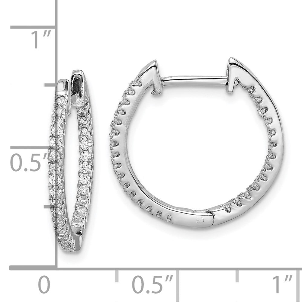 Sterlingsilber Rhodiniert Zirkonia In/out Klappbar Creolen