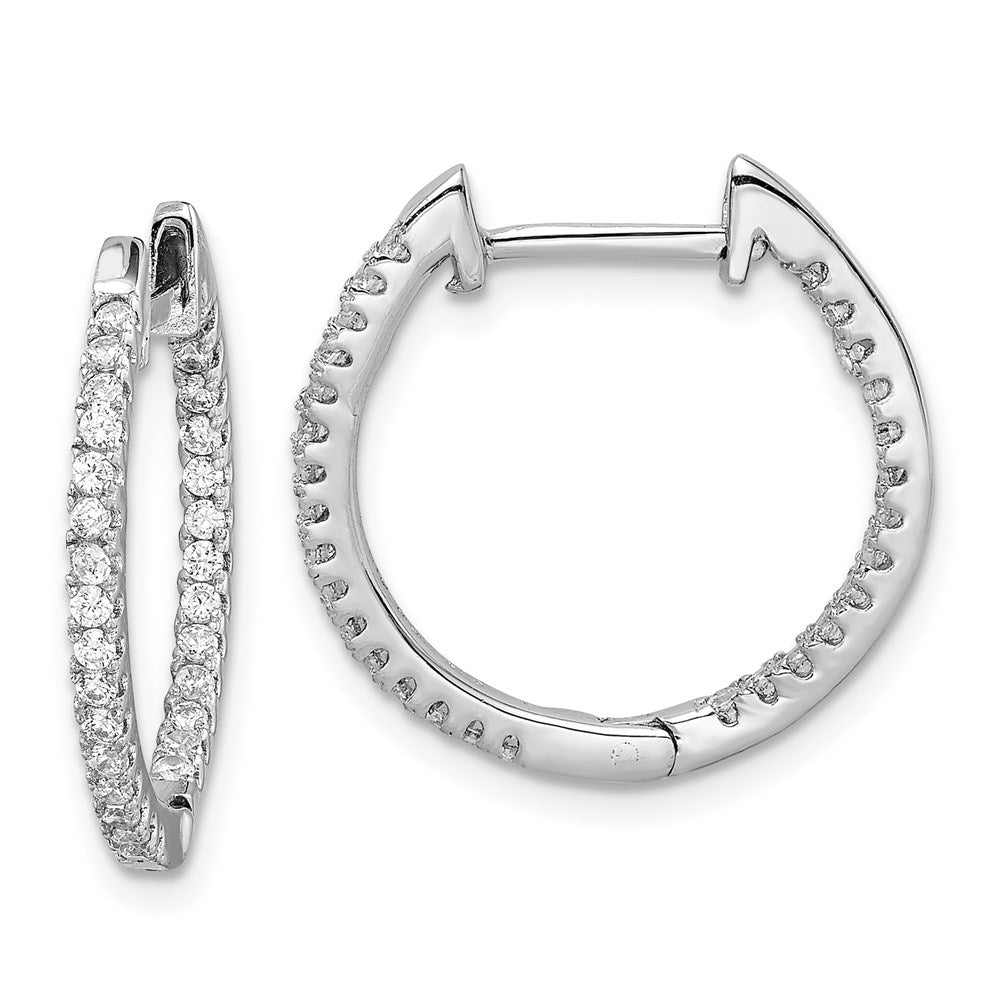 Sterlingsilber Rhodiniert Zirkonia In/out Klappbar Creolen