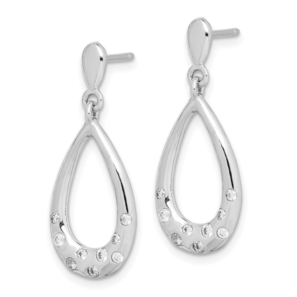 Sterlingsilber Rhodiniert Zirkonia Tropfen Hängend Ohrstecker