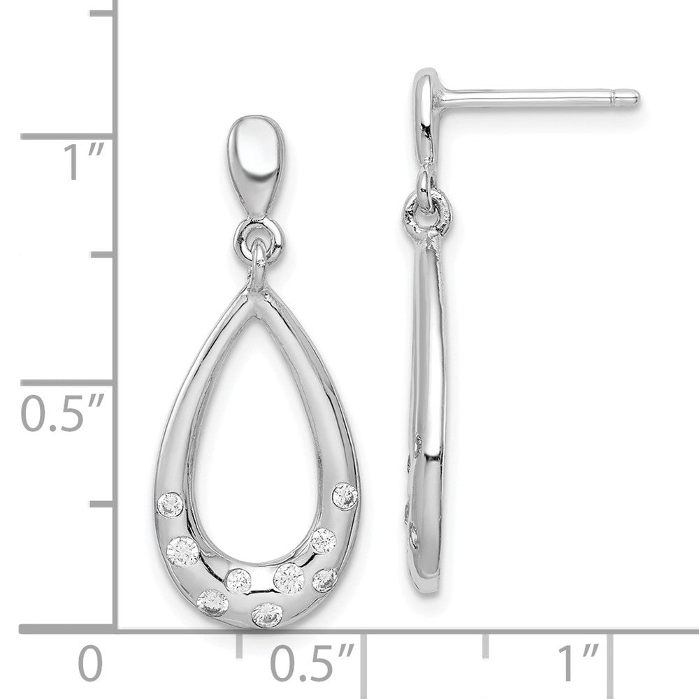 Sterlingsilber Rhodiniert Zirkonia Tropfen Hängend Ohrstecker