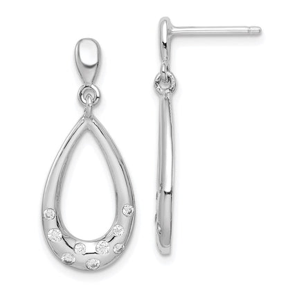 Sterlingsilber Rhodiniert Zirkonia Tropfen Hängend Ohrstecker