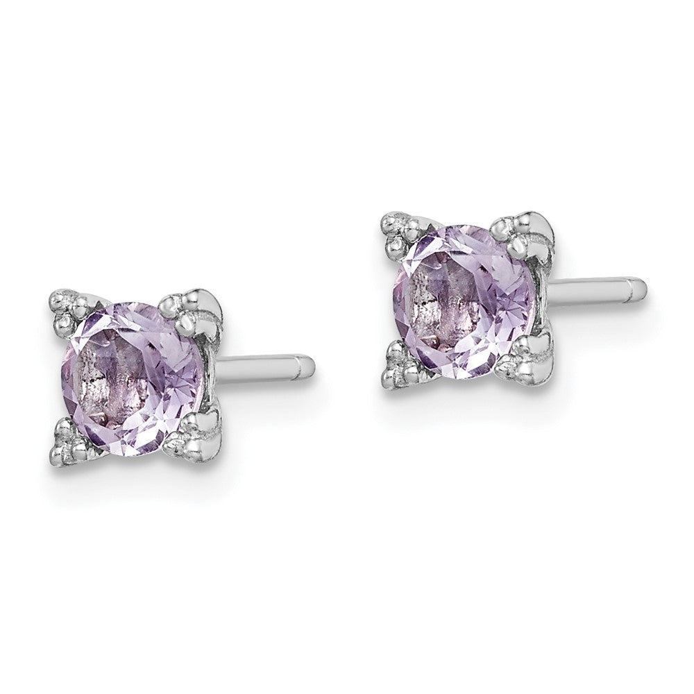 Sterlingsilber Rhodiniert Rund 5mm Amethyst Ohrstecker