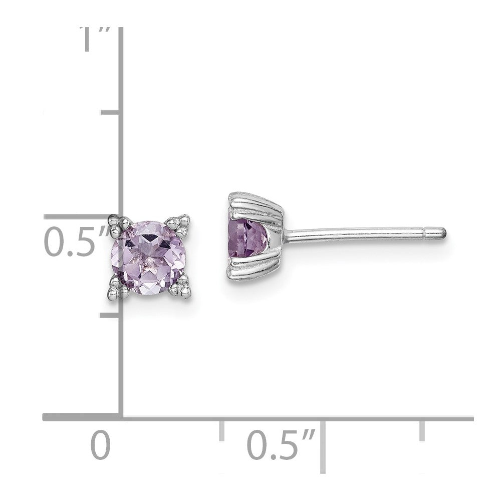 Sterlingsilber Rhodiniert Rund 5mm Amethyst Ohrstecker