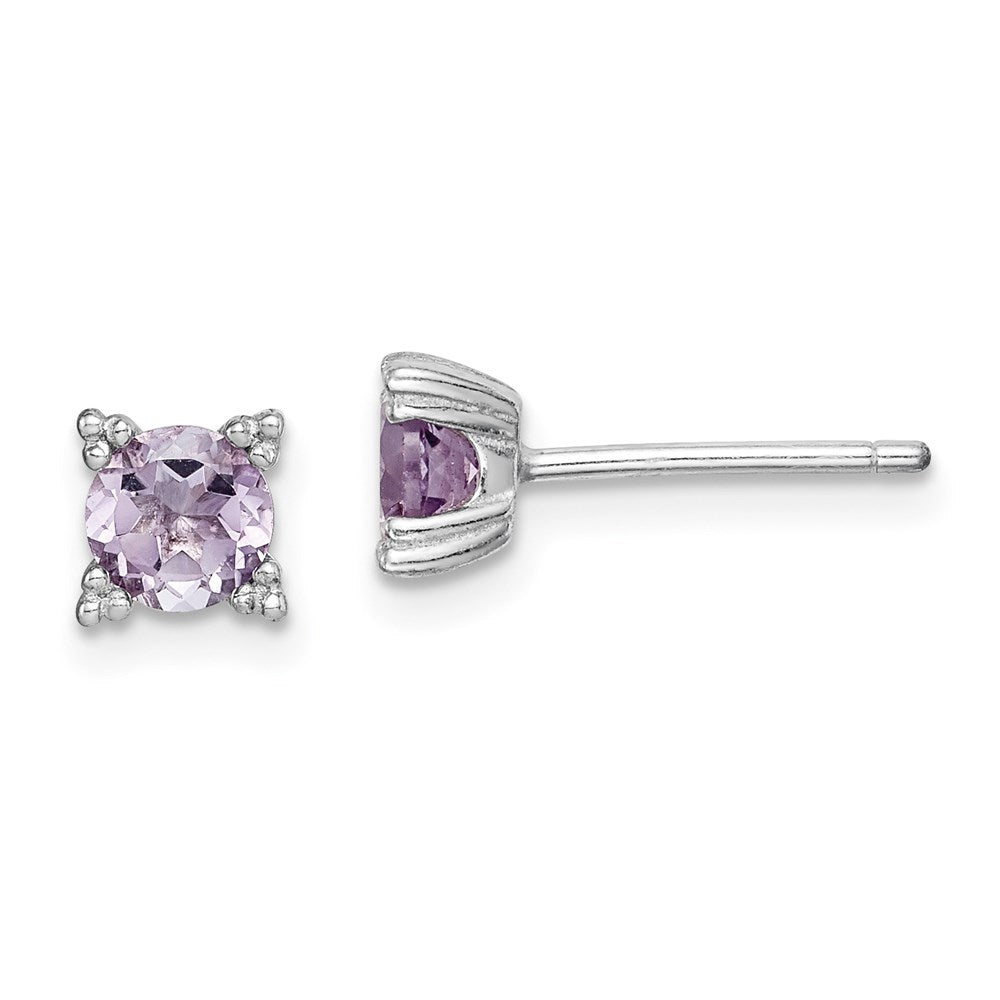 Sterlingsilber Rhodiniert Rund 5mm Amethyst Ohrstecker