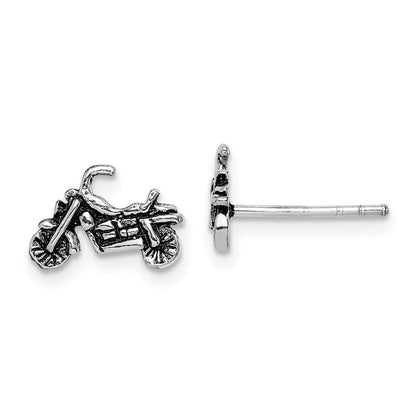 Sterlingsilber Rhodiniert Antikisiert Motorcycle Ohrstecker