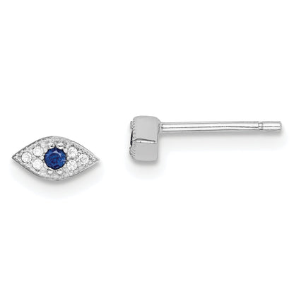 Sterlingsilber Rhodiniert Poliert Blau & Weiß Zirkonia Auge Ohrstecker