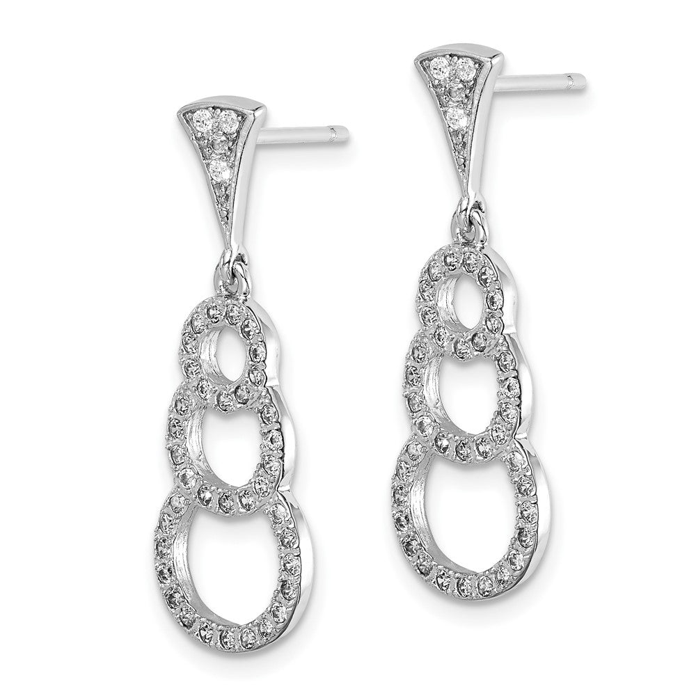 Sterlingsilber Rhodiniert Zirkonia 3-circles Hängend Ohrstecker