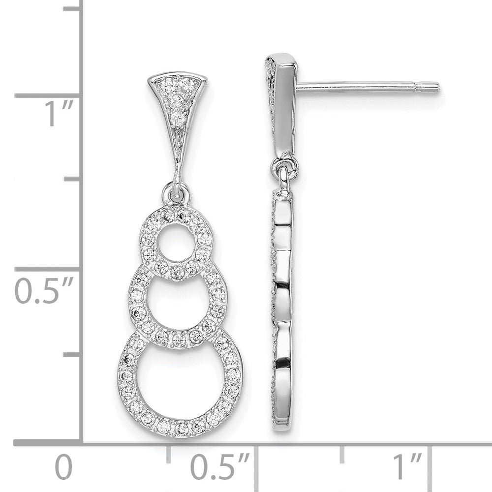 Sterlingsilber Rhodiniert Zirkonia 3-circles Hängend Ohrstecker