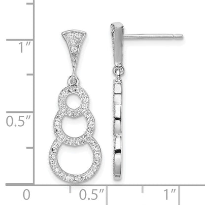Sterlingsilber Rhodiniert Zirkonia 3-circles Hängend Ohrstecker