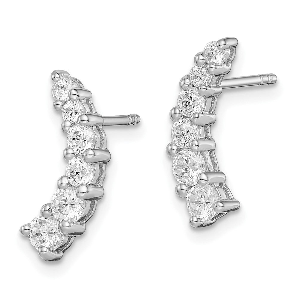 Sterlingsilber Rhodiniert Abgestuft Zirkonia Gebogen Ohrstecker